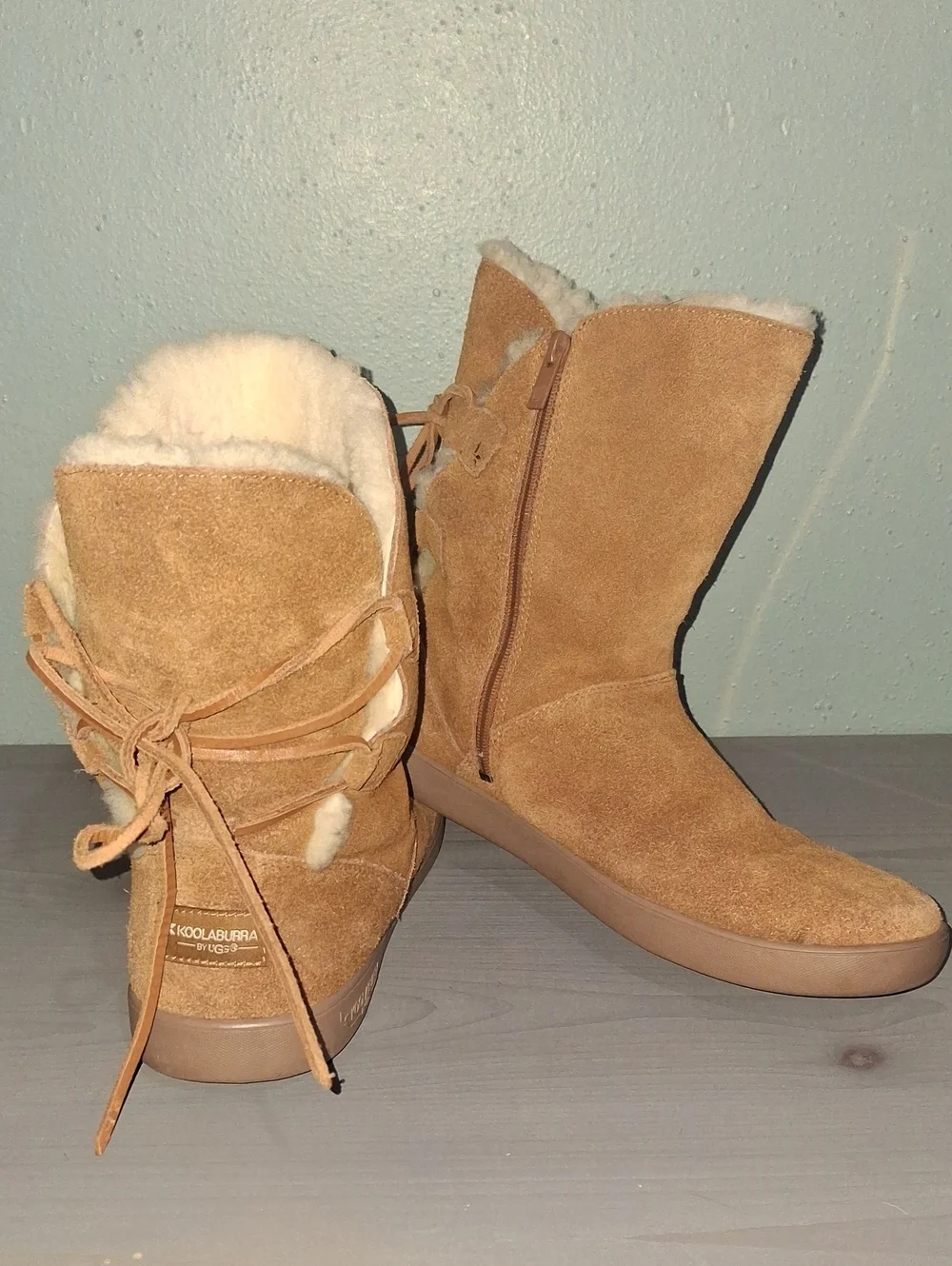 Koolaburra Women's Chestnut Suede Shearling-Lined Winter Boots Sz 11